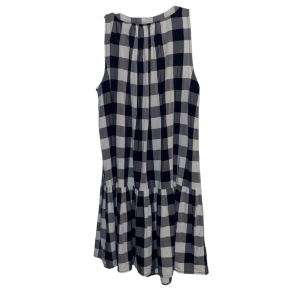 LOFT Gingham Plaid Sleeveless Drop Waist Ruffle Blue & White Mini Dress Size S - Picture 3 of 11